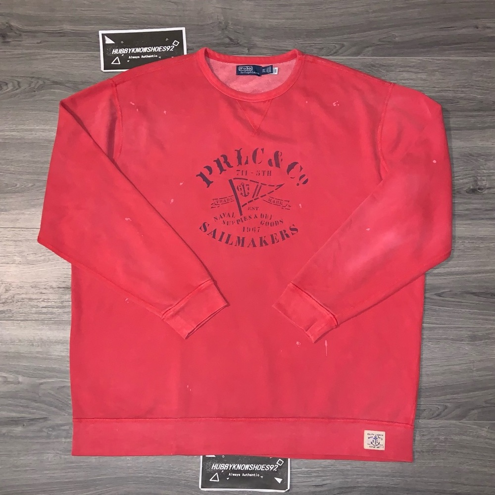 POLO RALPH LAUREN Men's Big & Tall Pastel Red Fleece Graphic Sweatshirt NWOT